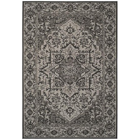 Safavieh 5 ft.-1 in. x 7 ft.-6 in. Medium Rectangle Linden 100 Power Loomed Rug; Light Grey & Charcoal LND139A-5